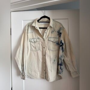 IRO Inola Oversized Tie-Dyed Denim Shirt, Size 6 (FR 38)